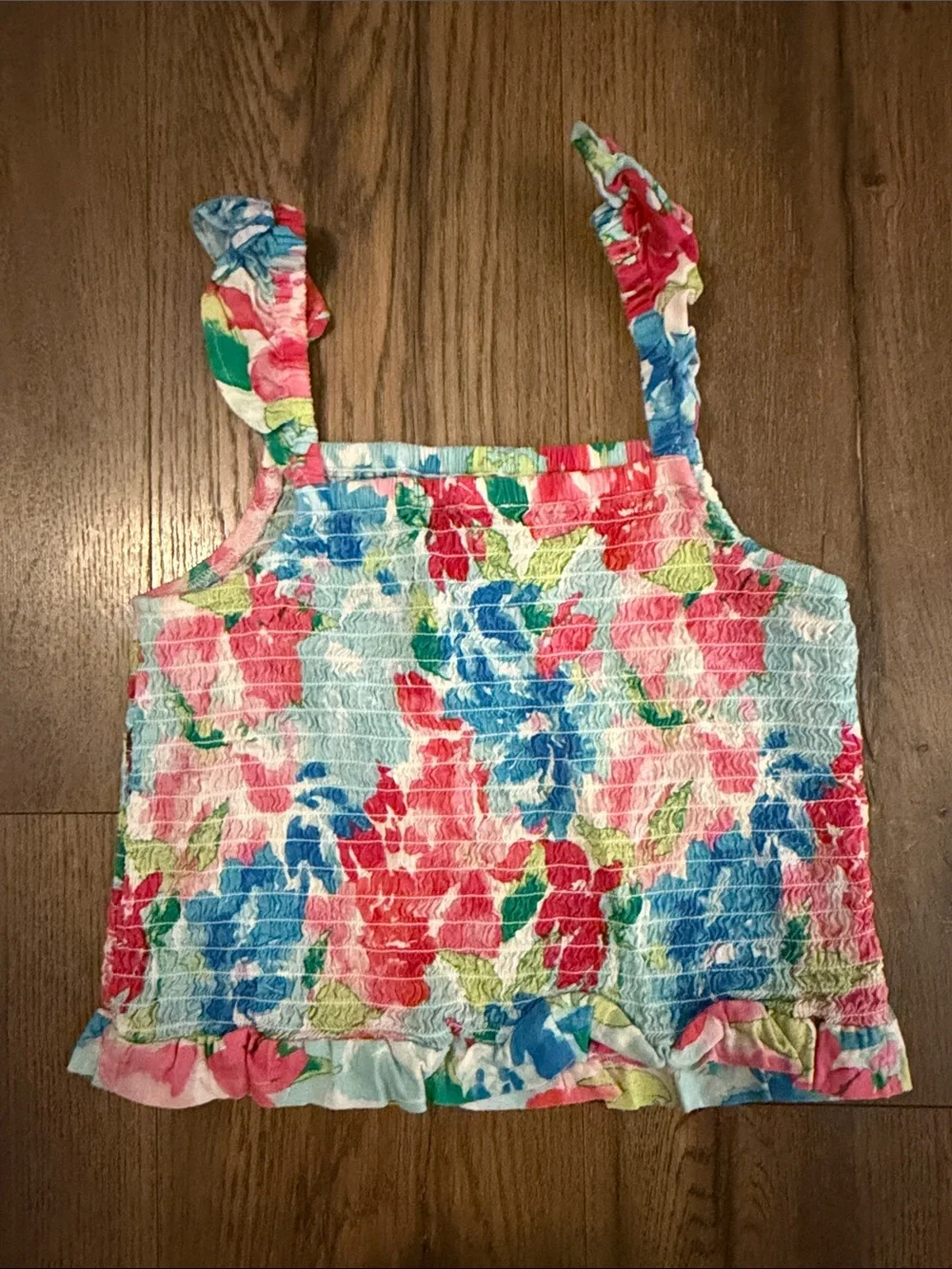 Old Navy Girls Floral Smocked Camisole - Pink, Blue, Green